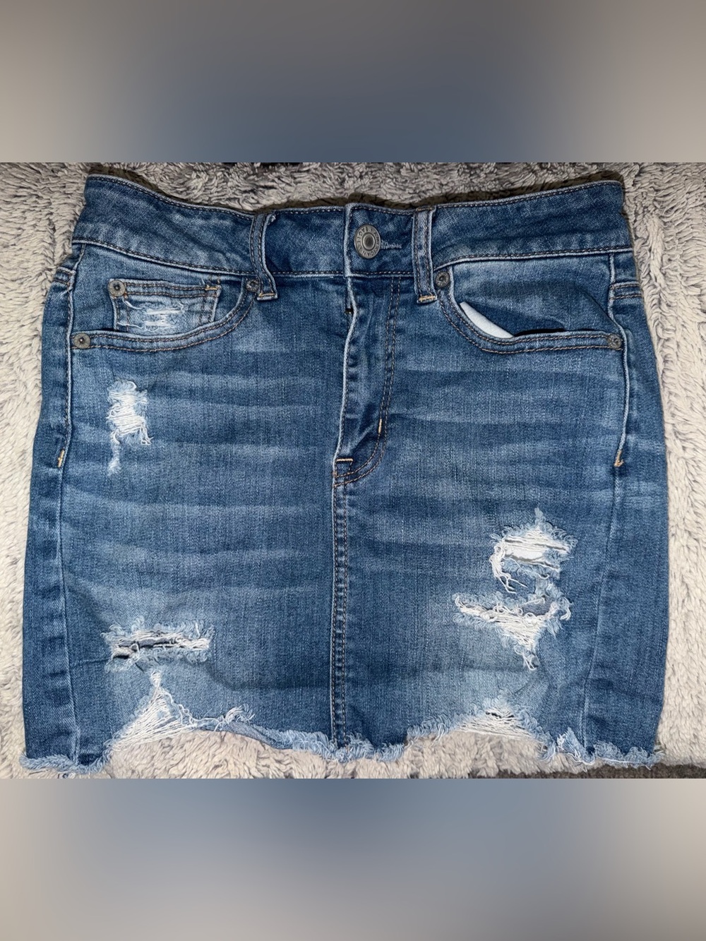American Eagle Outfitters Distressed Blue Denim Skirt